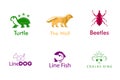 Vector collection of flat animal theme logo designs Royalty Free Stock Photo