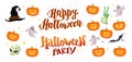 Vector collection of flat cartoon Halloween design samples isolated on white background.