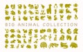 Vector collection of flat cute animal icons isolated on white background.