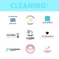 Vector collection of flat logo for cleaning company.