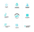 Vector collection of flat logo for cleaning company. Royalty Free Stock Photo