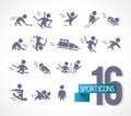 Vector collection of flat simple athlete silhouettes on white background. Royalty Free Stock Photo