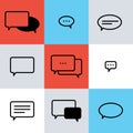 Vector collection of flat text balloons. Royalty Free Stock Photo