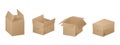 Vector collection of four beautiful realistic brown carton paper boxes on white background Royalty Free Stock Photo