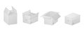 Vector collection of four beautiful realistic white carton paper boxes with outlines on white background Royalty Free Stock Photo