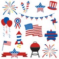 Vector Collection of Fourth of July Items Royalty Free Stock Photo