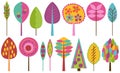 Vector Collection of Funky Retro Stylized Trees Royalty Free Stock Photo