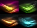 Vector collection of glowing neon shapes in dark abstract backgrounds Royalty Free Stock Photo