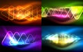 Vector collection of glowing neon shapes in dark abstract backgrounds Royalty Free Stock Photo