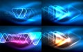 Vector collection of glowing neon shapes in dark abstract backgrounds Royalty Free Stock Photo