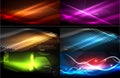 Vector collection of glowing neon shapes in dark abstract backgrounds Royalty Free Stock Photo