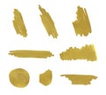Vector Collection of Golden Marker Strokes, Design Element Set Isolated.