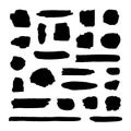 Vector Collection of Grunge Black Paint Spots, Rough Ink Smears Isolated. Royalty Free Stock Photo