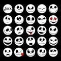 Vector Collection of Halloween Faces. The nightmare before christmas. Jack Skellington. halloween jack faces silhouettes