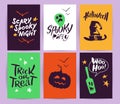 Vector collection of Halloween flat celebration cards, Royalty Free Stock Photo