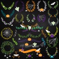 Vector Collection of Halloween Florals, Laurels and Wreaths