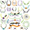 Vector Collection of Halloween Florals, Laurels and Wreaths Royalty Free Stock Photo