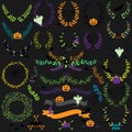 Vector Collection of Halloween Florals, Laurels and Wreaths