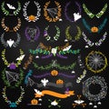 Vector Collection of Halloween Florals, Laurels and Wreaths Royalty Free Stock Photo