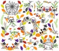 Vector Collection of Halloween Florals, Laurels and Wreaths Royalty Free Stock Photo