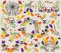 Vector Collection of Halloween Florals, Laurels and Wreaths Royalty Free Stock Photo