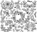 Vector Collection of Halloween Florals, Laurels and Wreaths Royalty Free Stock Photo