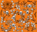 Vector Collection of Halloween Florals, Laurels and Wreaths Royalty Free Stock Photo