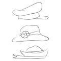 Vector collection of hats for men, women and children icons set