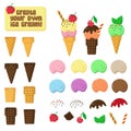 Parts of ice cream for creating own disign. Royalty Free Stock Photo