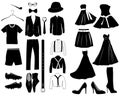 Vector collection of isolated clothes silhouettes Royalty Free Stock Photo