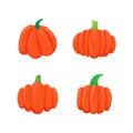 Vector collection of isolated various drawn pumpkins on white background.