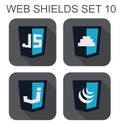 Vector collection of javascript web development shield signs: j