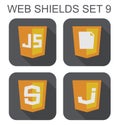 Vector collection of javascript web development shield signs: j