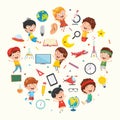 Vector Collection of Kids and Science Illustration