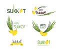 Vector collection of labels for Sukkot, Jewish Holiday. Icons and badges Royalty Free Stock Photo