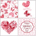 Vector collection of love cards template. Decorative elements an