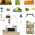 Vector collection of modern flat furniture icon set.