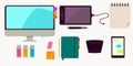 Vector collection of modern trendy flat business and office icon Royalty Free Stock Photo