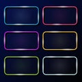 Vector collection of neon frames on dark background Royalty Free Stock Photo
