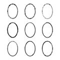 Vector collection of ink-drawn oval grunge frames