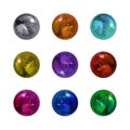 Vector Collection of Photo Realistic Metallic Balls, Shiny Spheres.