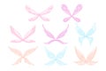 Vector collection of pink, blue and purple fairy s magic wings. Decorative elements for children s book, postcard, print