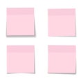 Vector set of realistic paper pink memo sheets Royalty Free Stock Photo