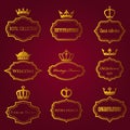 Vector collection of retro frames with crowns Royalty Free Stock Photo