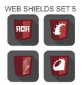 Vector collection of ruby web development shield signs: ruby on Royalty Free Stock Photo