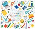 Vector Collection of School Supplies and Images isolated icon set on white background Royalty Free Stock Photo