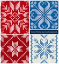 Vector collection of seamless knitted patterns Royalty Free Stock Photo