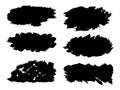 Vector collection or set of artistic black paint, ink or acrylic hand made creative brush stroke Royalty Free Stock Photo