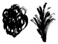Vector collection or set of artistic black paint, ink or acrylic hand made creative brush stroke backgrounds Royalty Free Stock Photo