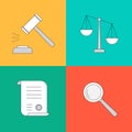 Vector collection or set of law and justice icons